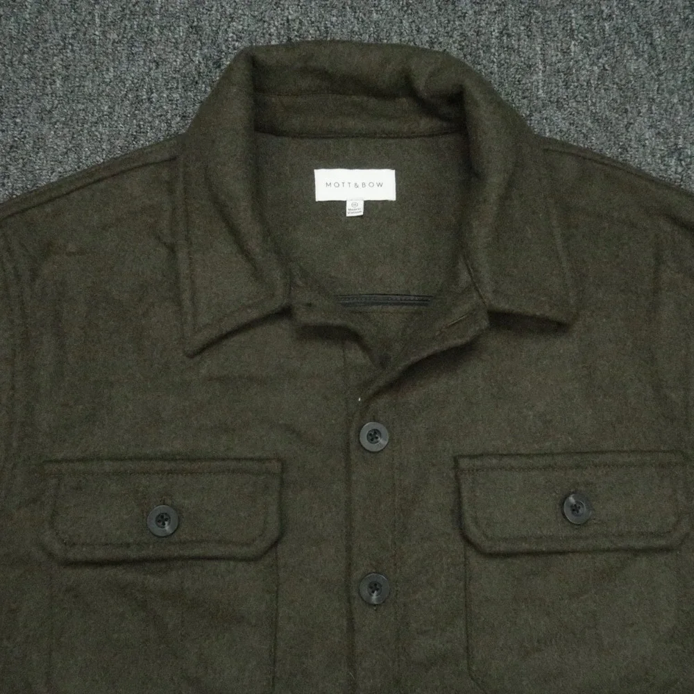 Mott & Bow‎ Jacket Mens Extra Large Green Oversized Wool Shirt Jac Button